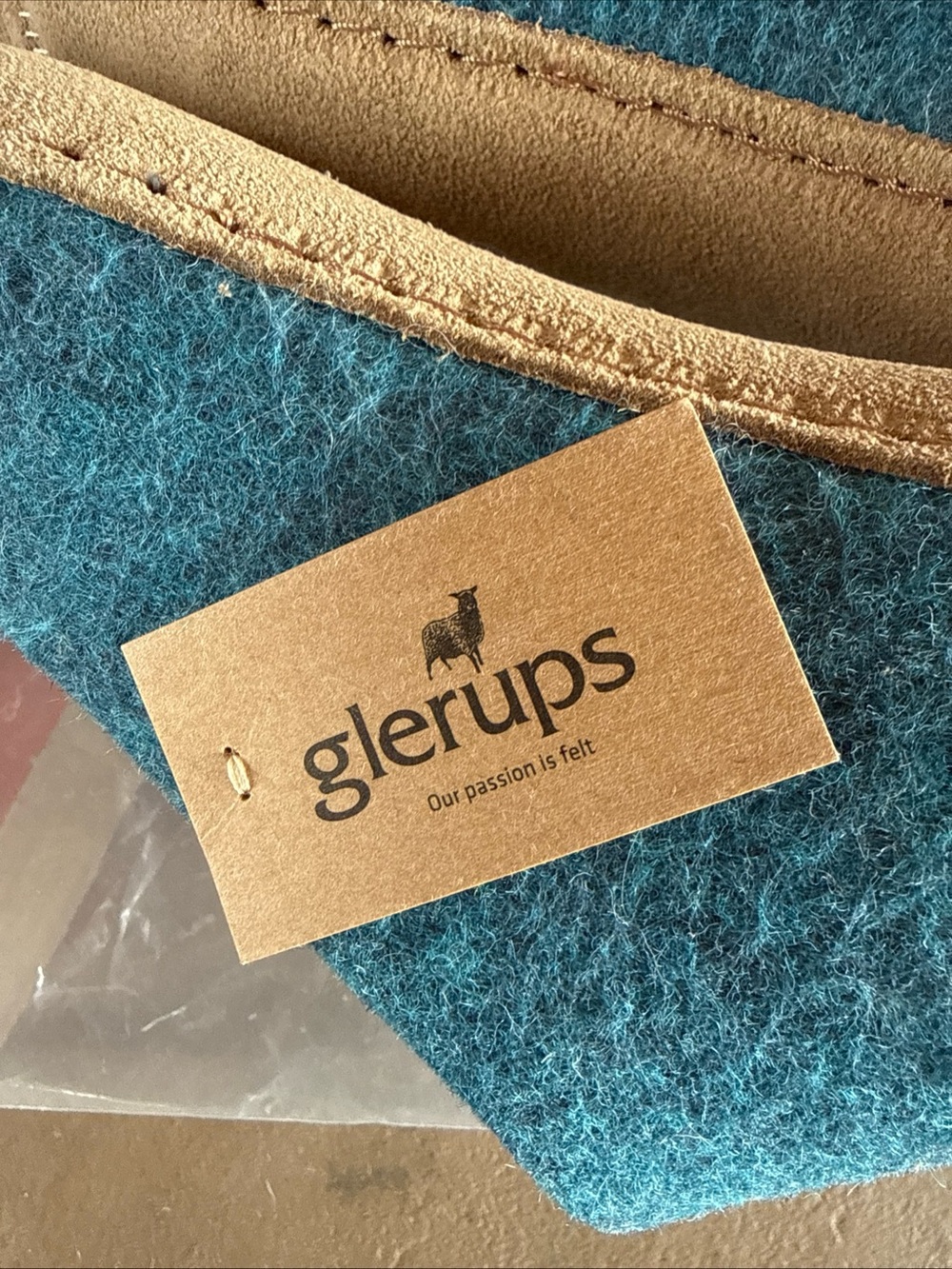 Glerups Unisex Felt Slip-on Leather Sole Blue Size 41 W10/M8 NWOB 100% Wool - Picture 6 of 9